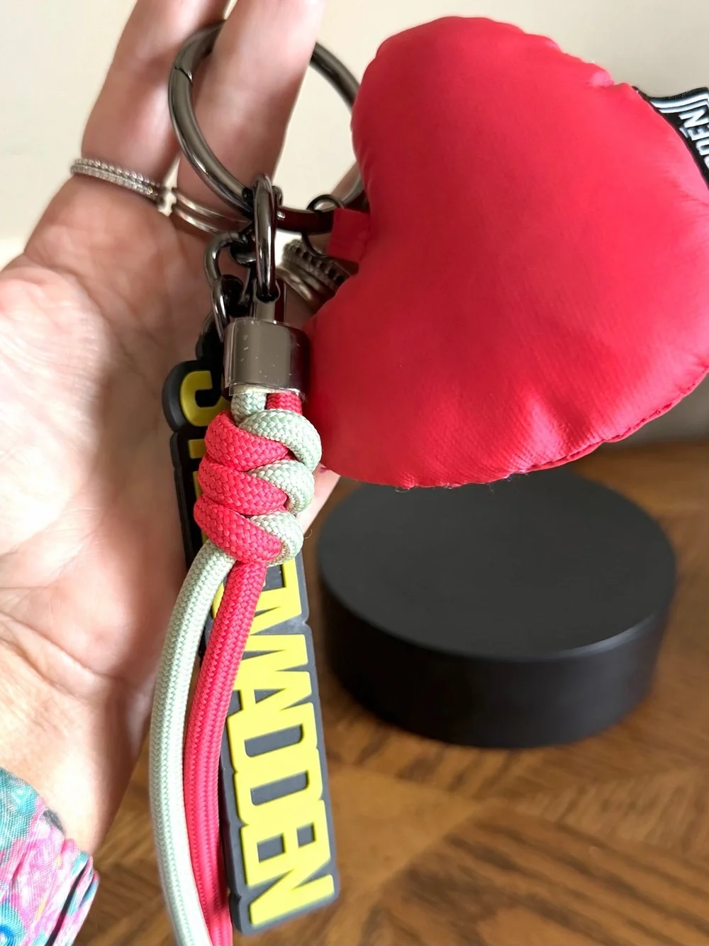 Steve Madden NEW 3pc Black with Red Heart bag Charm  Keychain